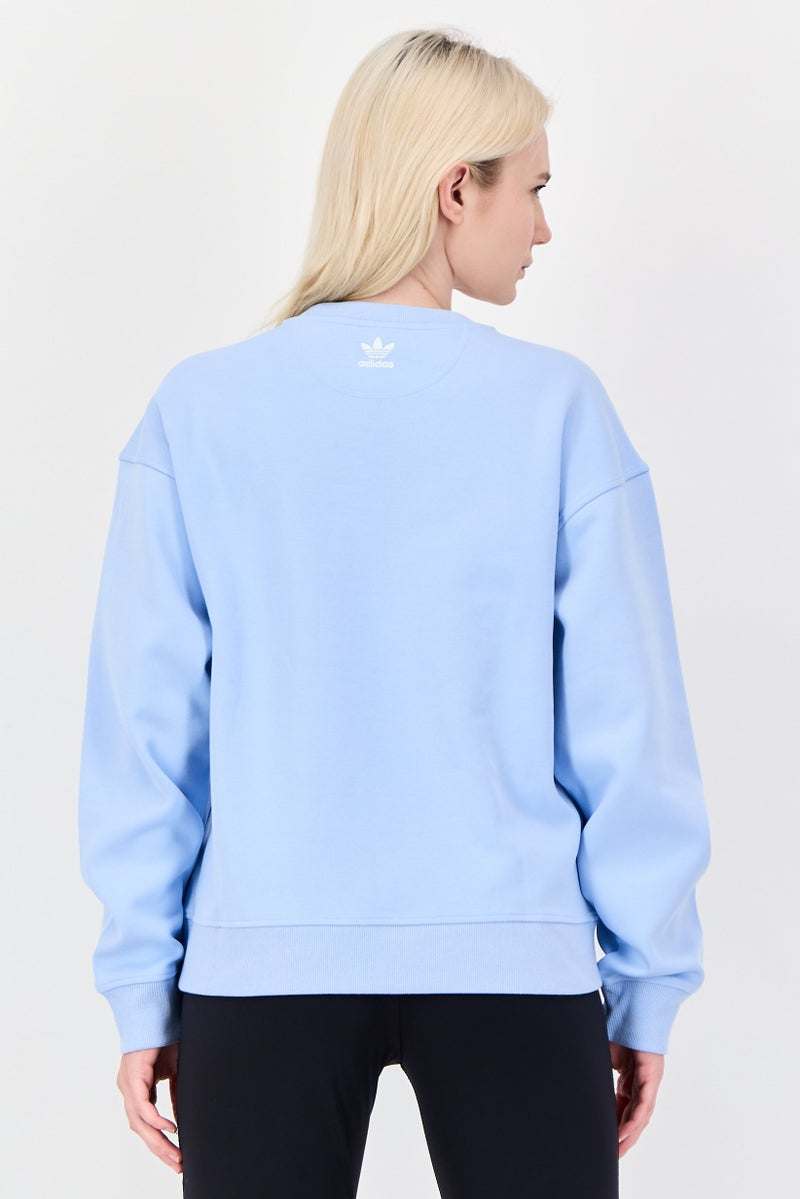 adidas Originals Women Sportswear Fit Long Sleeve Outdoor Sweatshirt, Light Blue - Image 3